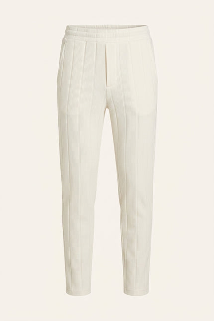 Relaxed Ribbed Pants - White - Front