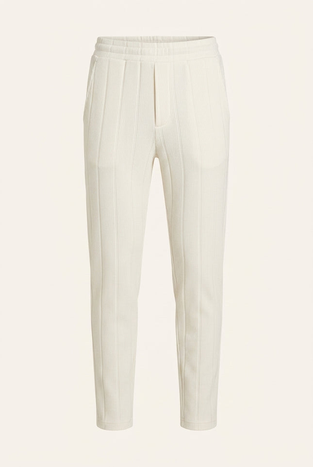Relaxed Ribbed Pants - White - Front
