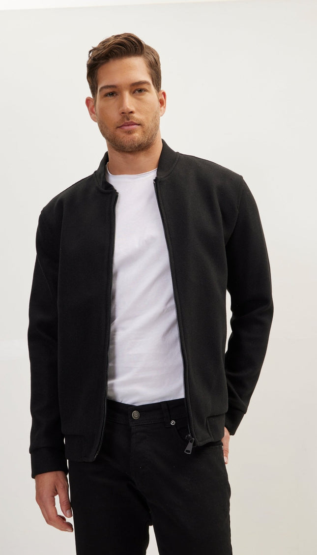 Relaxed Unlined Varsity Jacket - Black - Ron Tomson