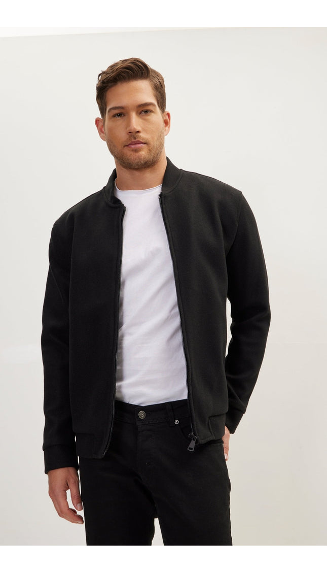 Relaxed Unlined Varsity Jacket - Black - Ron Tomson