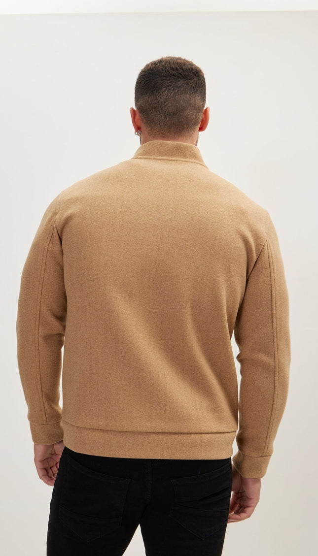 Relaxed Unlined Varsity Jacket - Camel - Ron Tomson