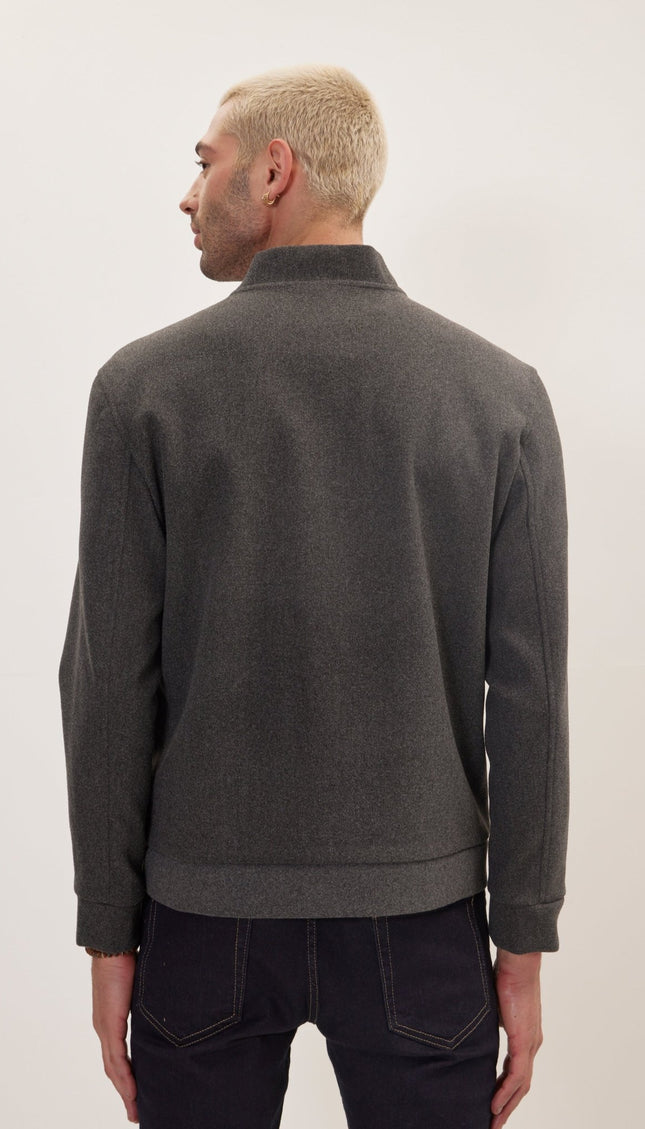 Relaxed Unlined Varsity Zipper Jacket - Anthracite - Ron Tomson