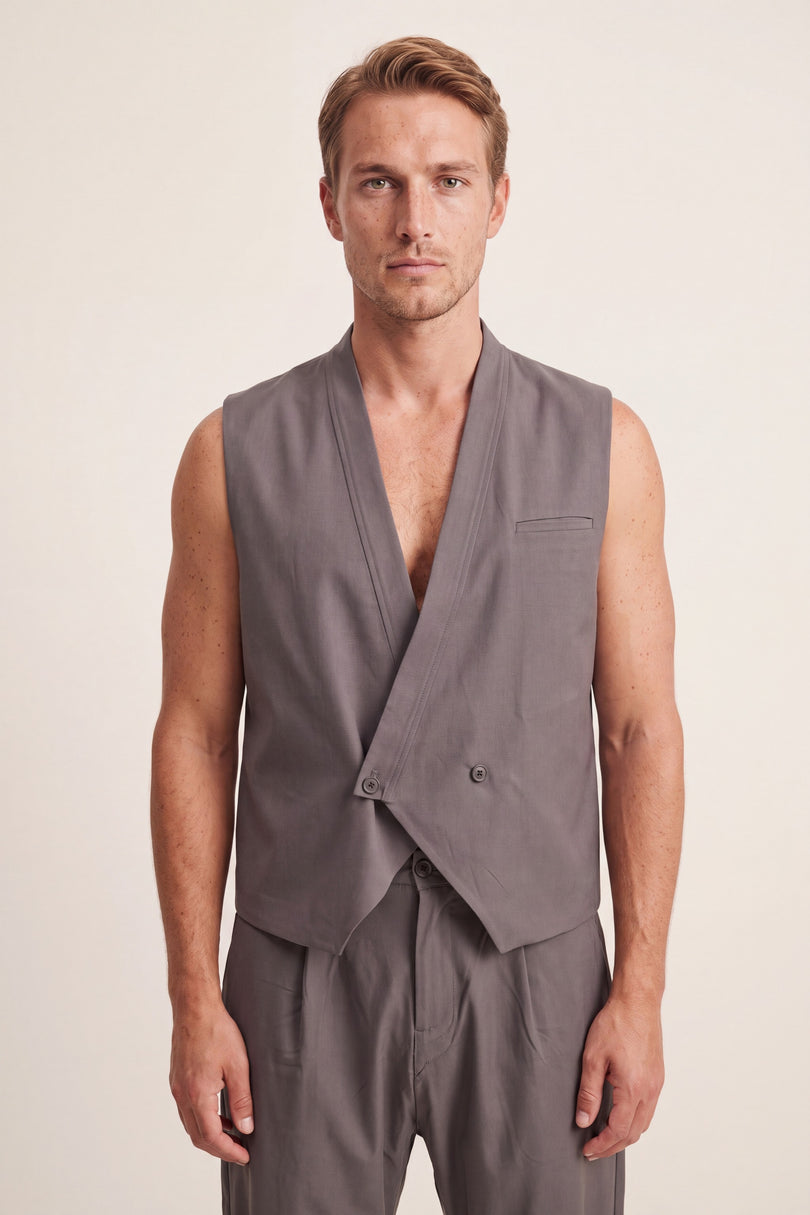 Wrap Front Vest - Grey