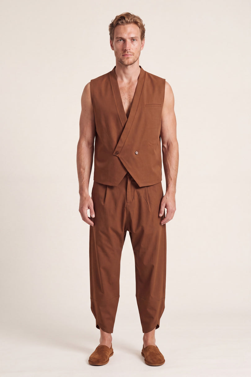 Wrap Front Vest - Brown
