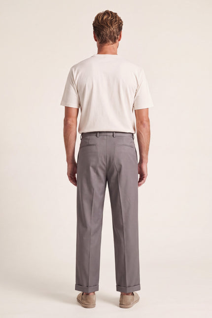 Pleated Wide Leg Trousers - Grey