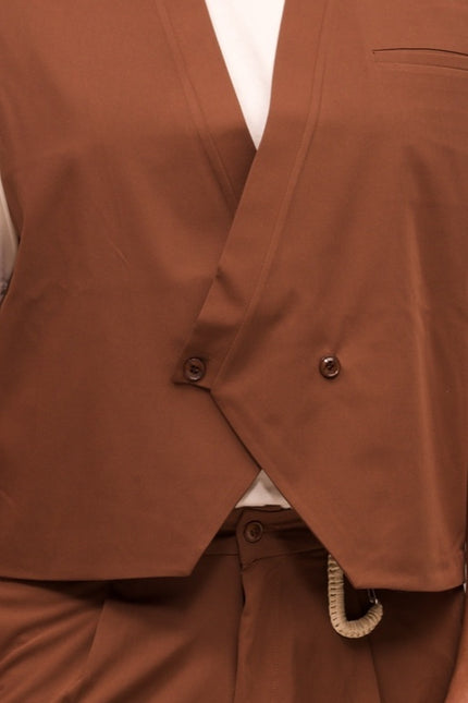 Wrap Front Vest - Brown