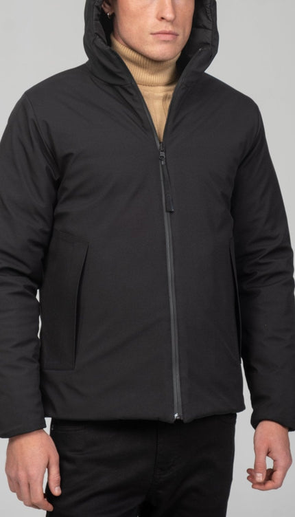 Reversible Padded and Hooded Jacket - Black - Ron Tomson