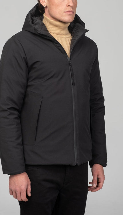 Reversible Padded and Hooded Jacket - Black - Ron Tomson