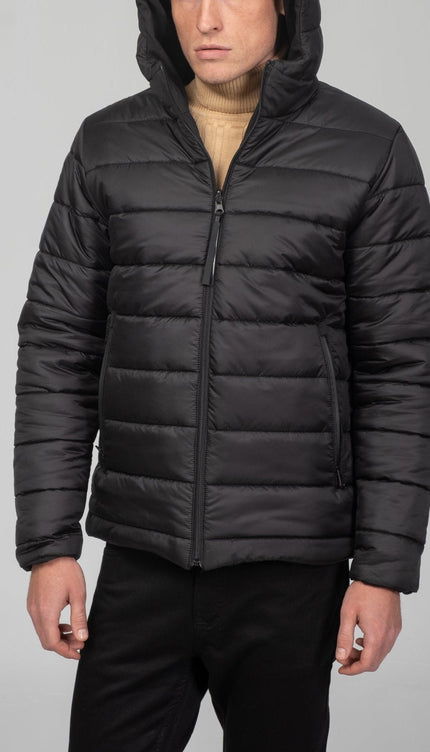 Reversible Padded and Hooded Jacket - Black - Ron Tomson