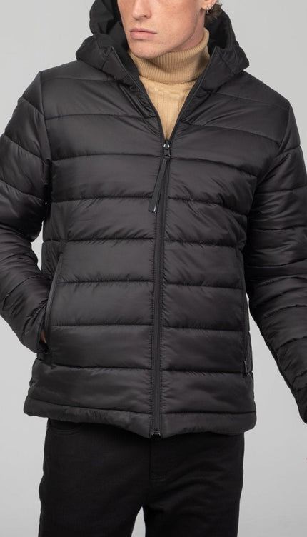 Reversible Padded and Hooded Jacket - Black - Ron Tomson