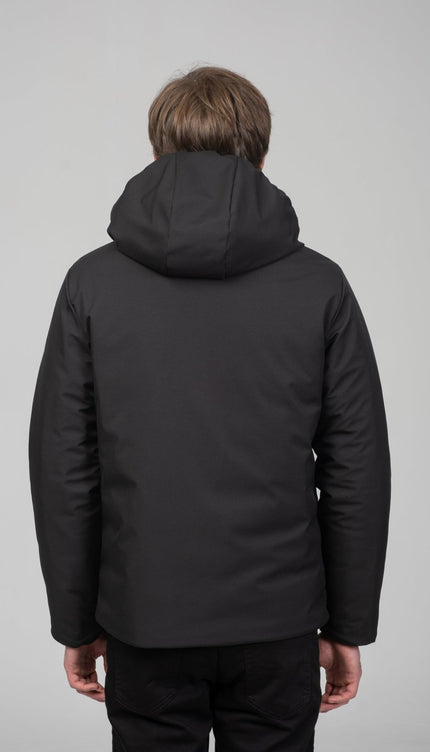 Reversible Padded and Hooded Jacket - Black - Ron Tomson