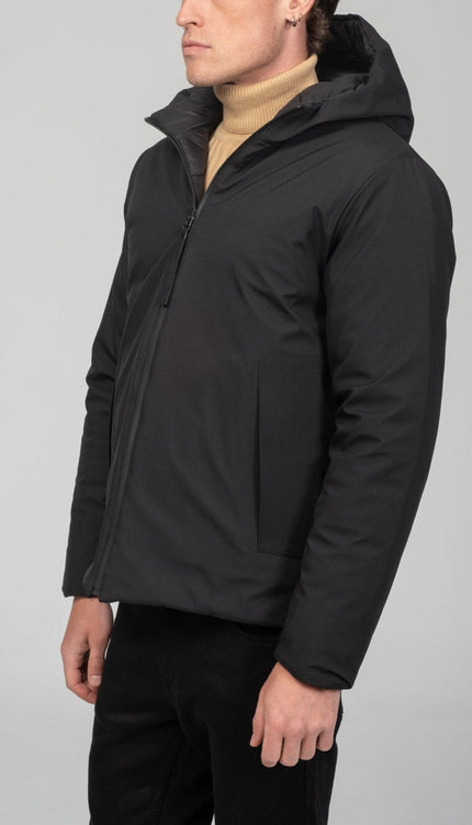 Reversible Padded and Hooded Jacket - Black - Ron Tomson