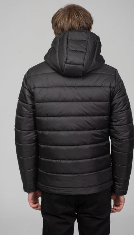 Reversible Padded and Hooded Jacket - Black - Ron Tomson