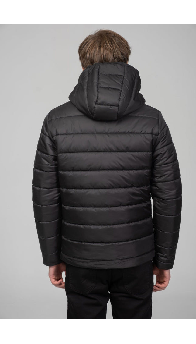 Reversible Padded and Hooded Jacket - Black - Ron Tomson