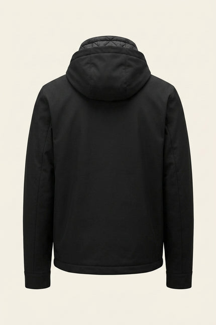 Reversible Padded and Hooded Jacket - Black - Back