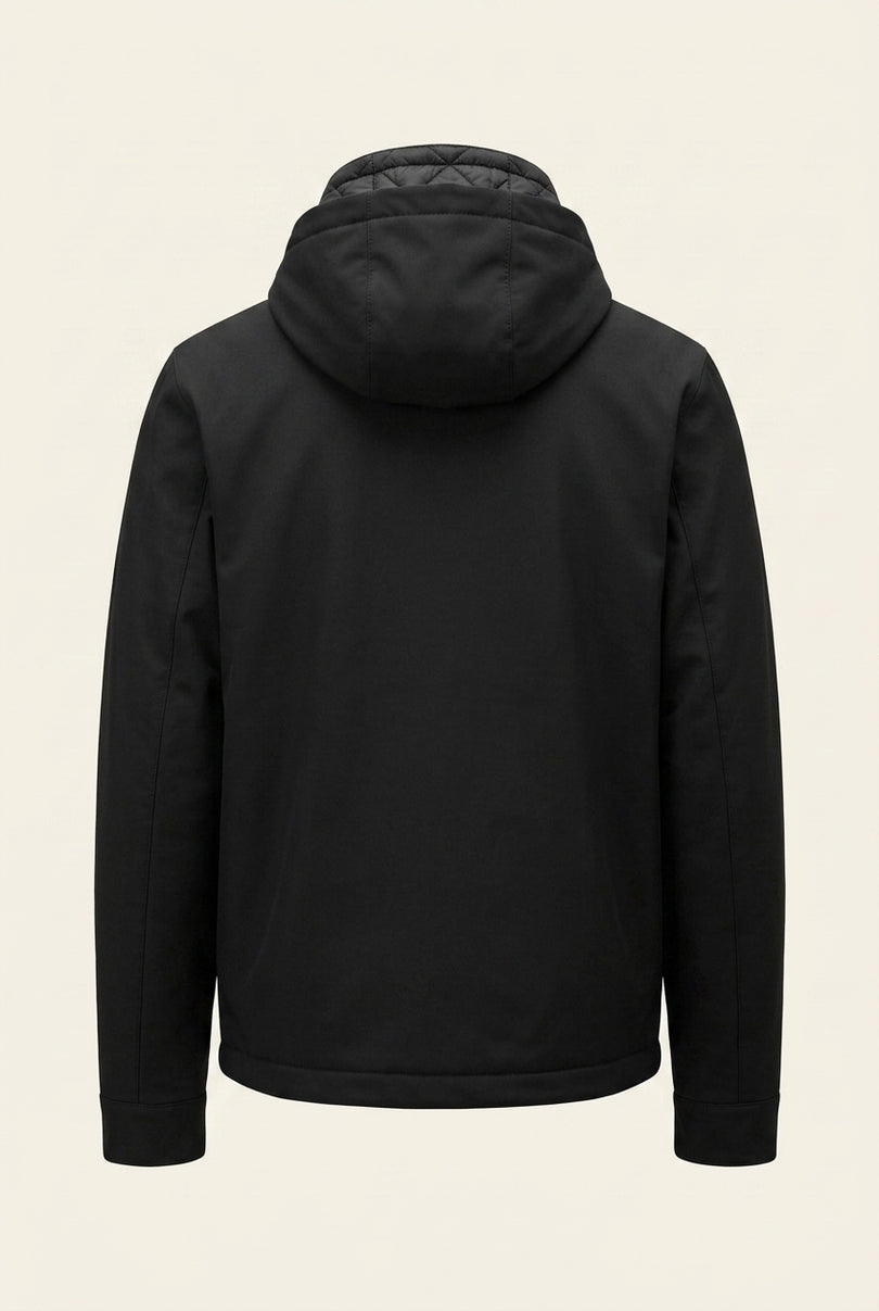 Reversible Padded and Hooded Jacket - Black - Back