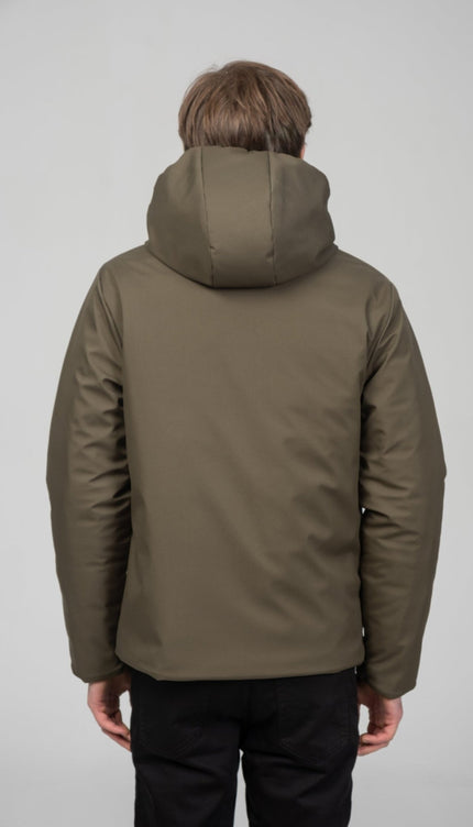 Reversible Padded and Hooded Jacket - Khaki - Ron Tomson