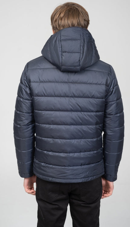 Reversible Padded and Hooded Jacket - Navy - Ron Tomson