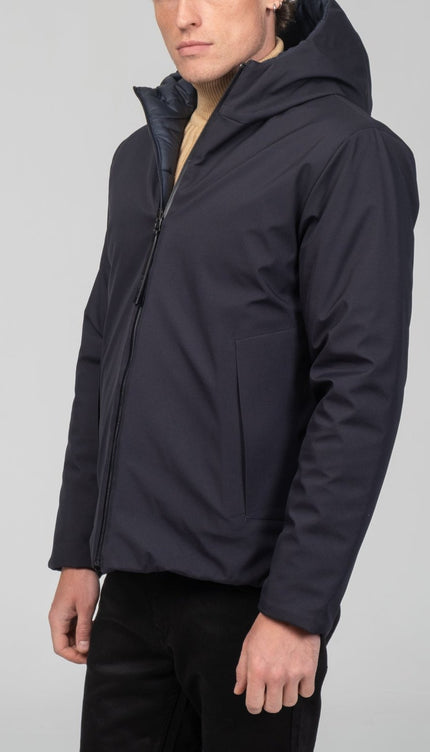 Reversible Padded and Hooded Jacket - Navy - Ron Tomson