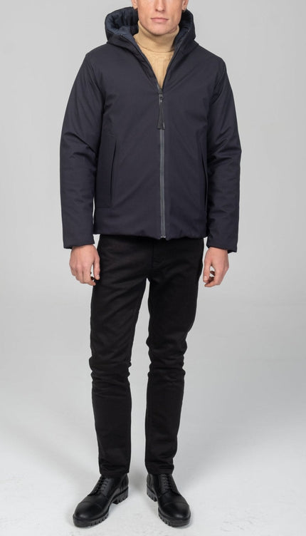 Reversible Padded and Hooded Jacket - Navy - Ron Tomson