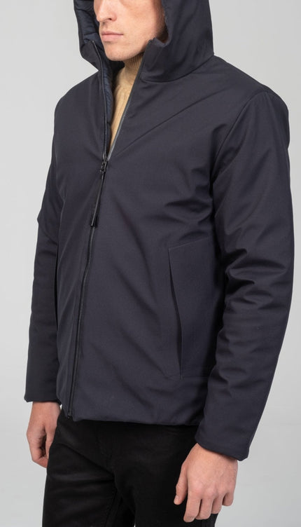 Reversible Padded and Hooded Jacket - Navy - Ron Tomson