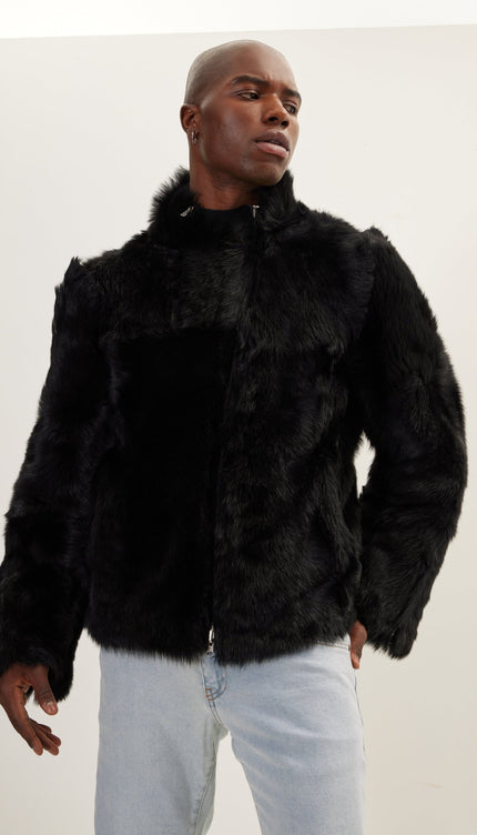 Reversible Toscana Shearling Genuine Leather Jacket - Black - Ron Tomson