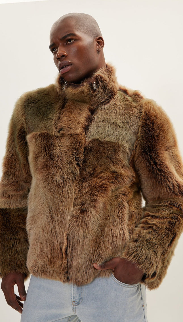 Reversible Toscana Shearling Genuine Leather Jacket - Coffee - Ron Tomson