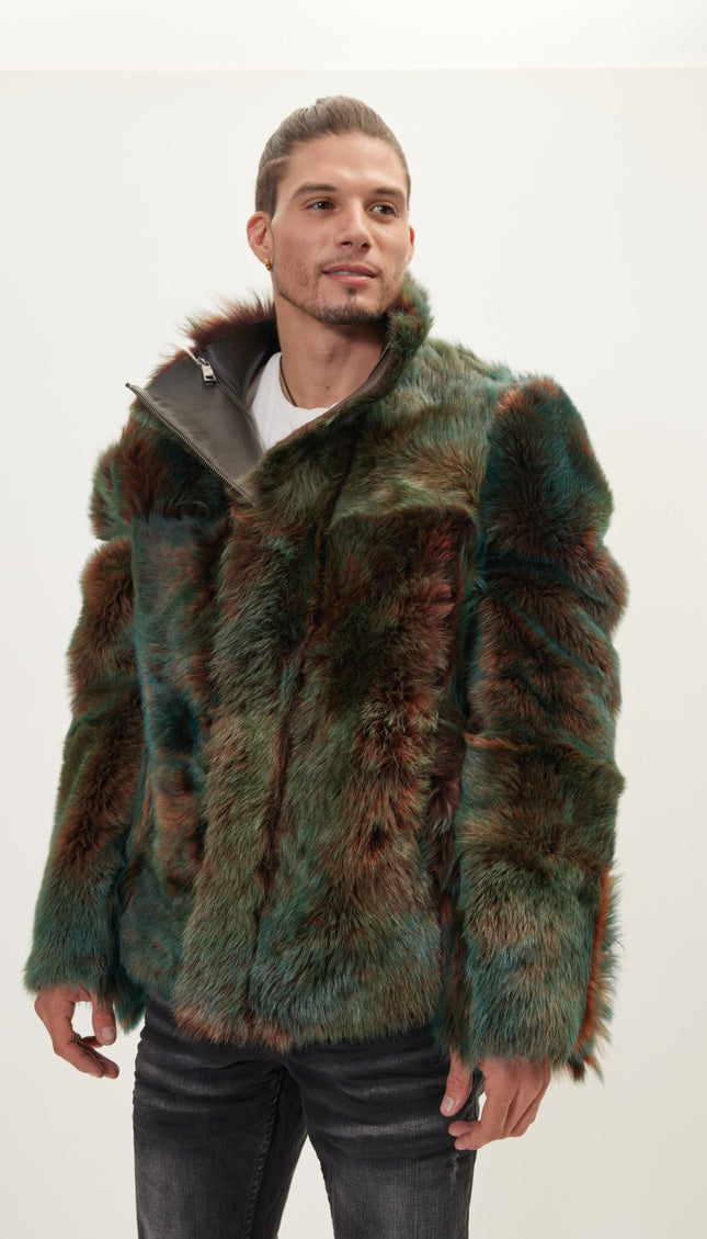 Reversible Toscana Shearling Genuine Leather Jacket - Dark Brown - Ron Tomson