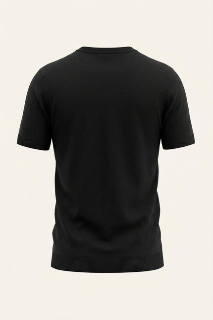 Ribbed Crew-Neck T-shirt - Black - Back