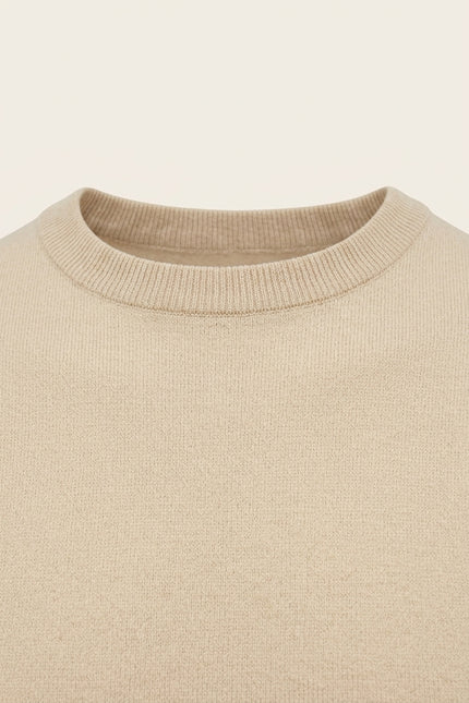 Ribbed Knit T-shirt - Beige - Detail