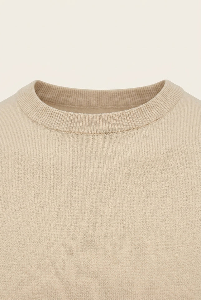 Ribbed Knit T-shirt - Beige - Detail