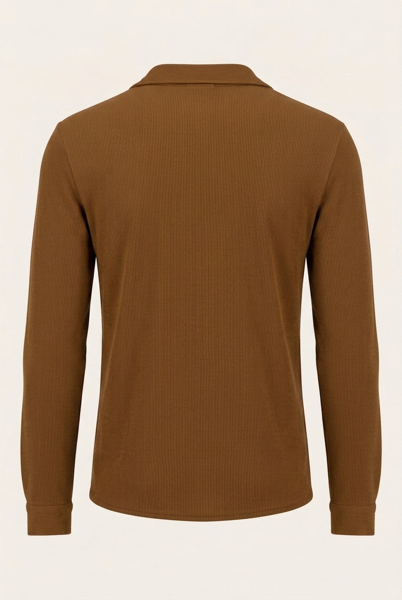 Ribbed Shirt - Camel - Back