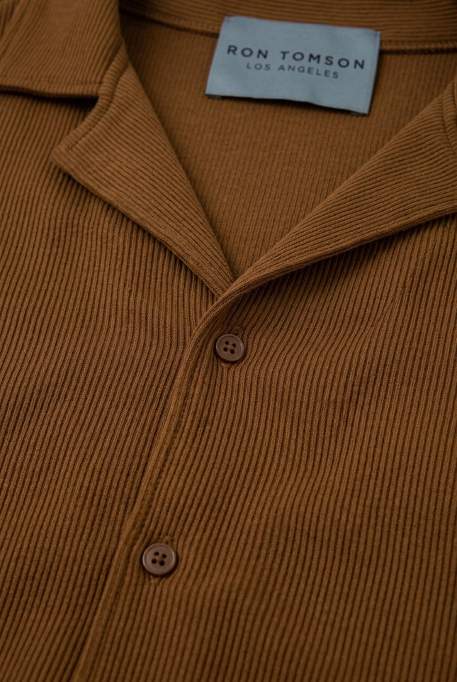 Ribbed Shirt - Camel - Detail
