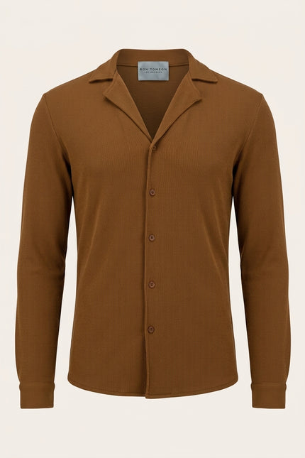 Ribbed Shirt - Camel - Front