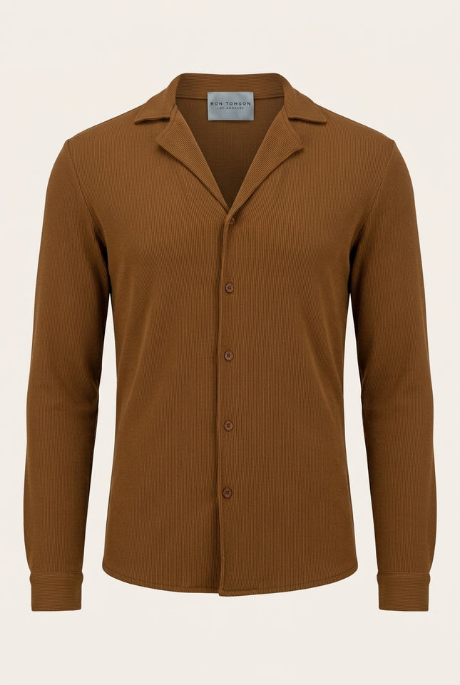 Ribbed Shirt - Camel - Front