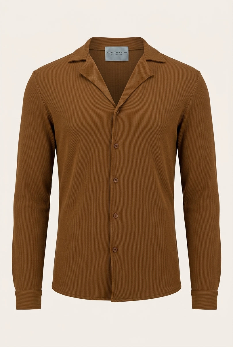 Ribbed Shirt - Camel - Front