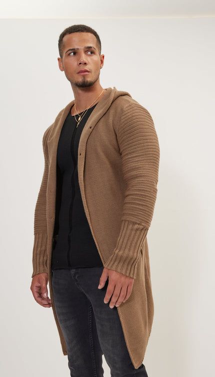 Ribbed Sleeves Fitted Cardigan - Vizon - Ron Tomson