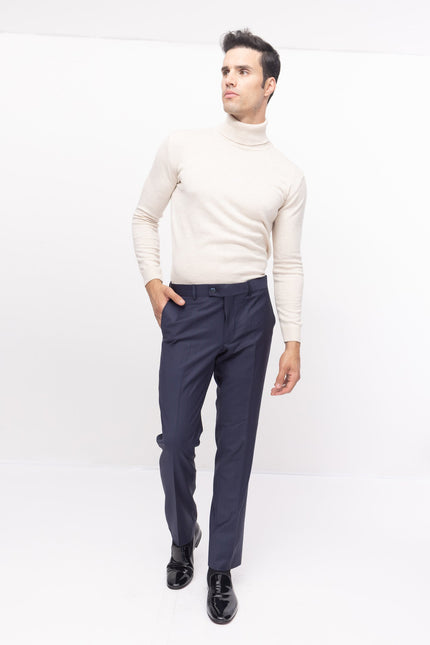 Roll Neck Knit Sweater - Beige - Ron Tomson