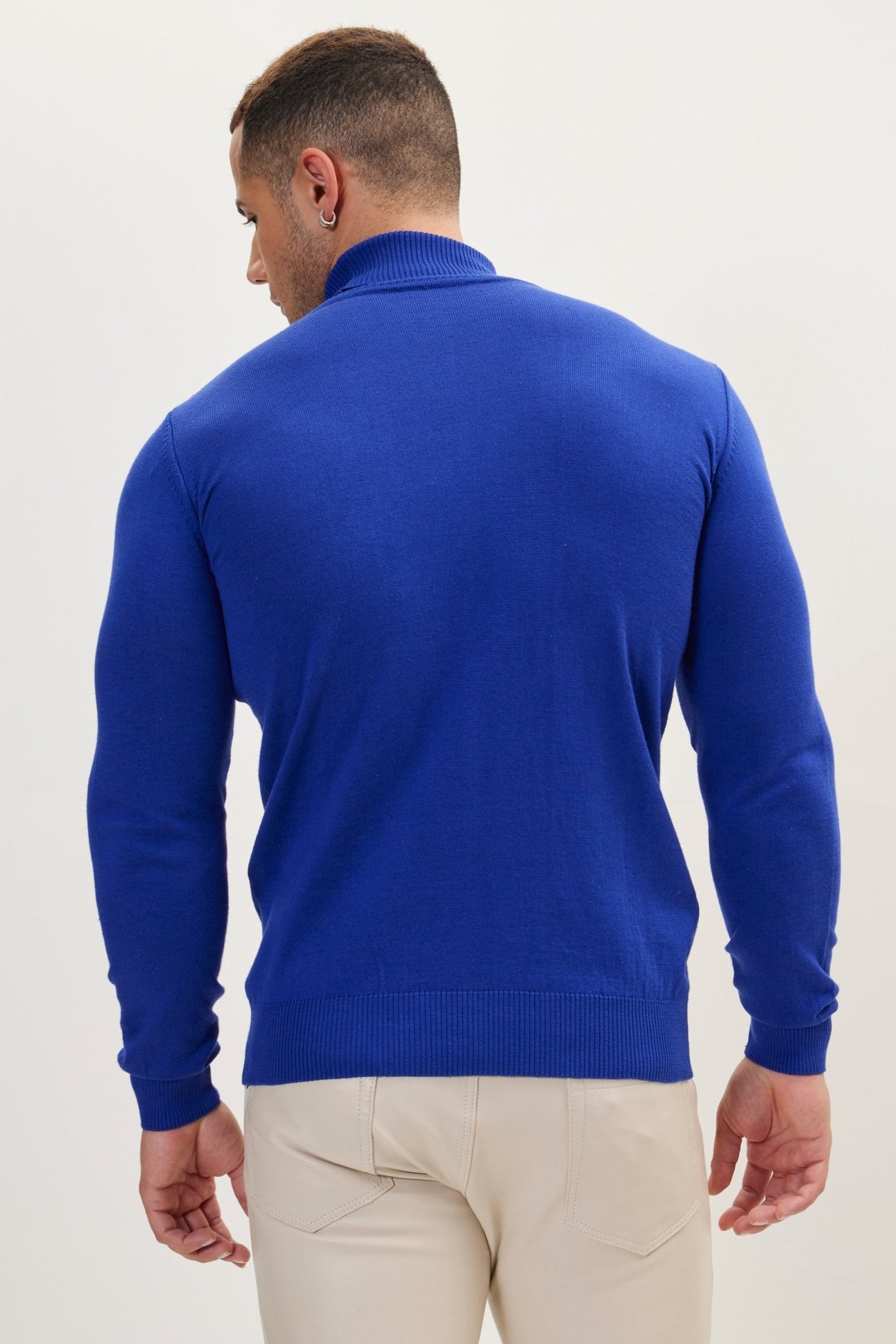 Roll Neck Knit Sweater - Electric Blue - Ron Tomson