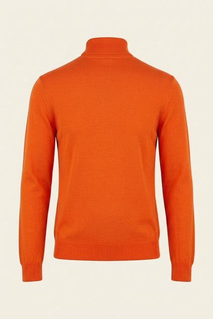 Roll Neck Knit Sweater - Orange - Back
