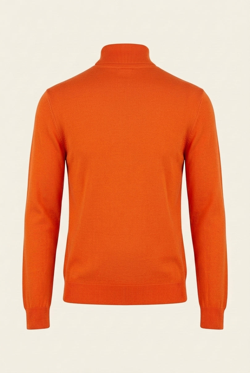 Roll Neck Knit Sweater - Orange - Back