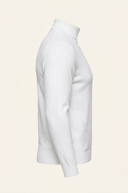 Roll Neck Knit Sweater - White - Side