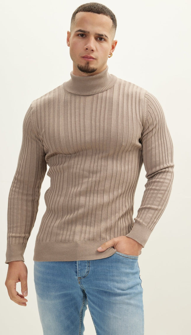 Roll Neck Ribbed Sweater - Vizon - Ron Tomson