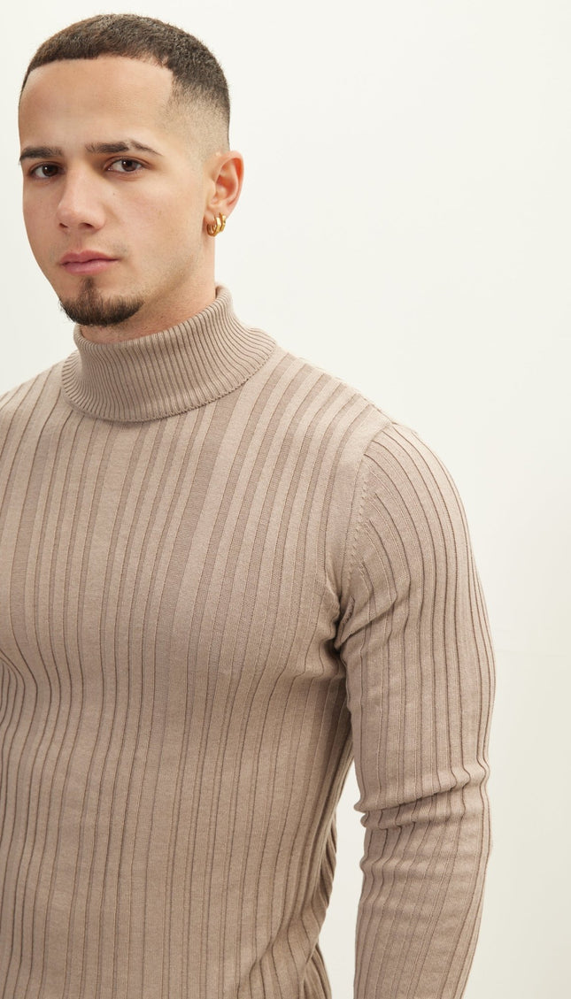 Roll Neck Ribbed Sweater - Vizon - Ron Tomson