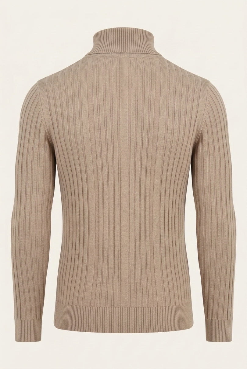 Roll Neck Ribbed Sweater - Vizon - Back