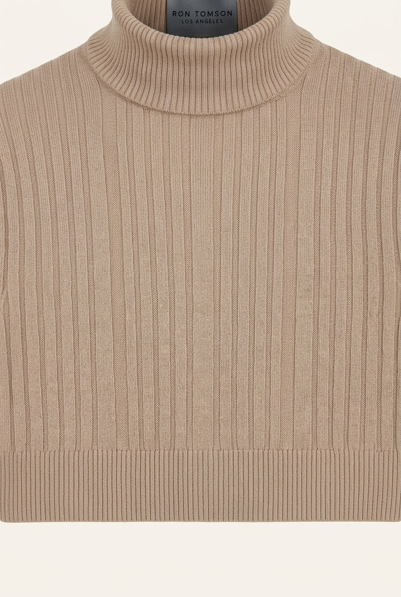 Roll Neck Ribbed Sweater - Vizon - Detail