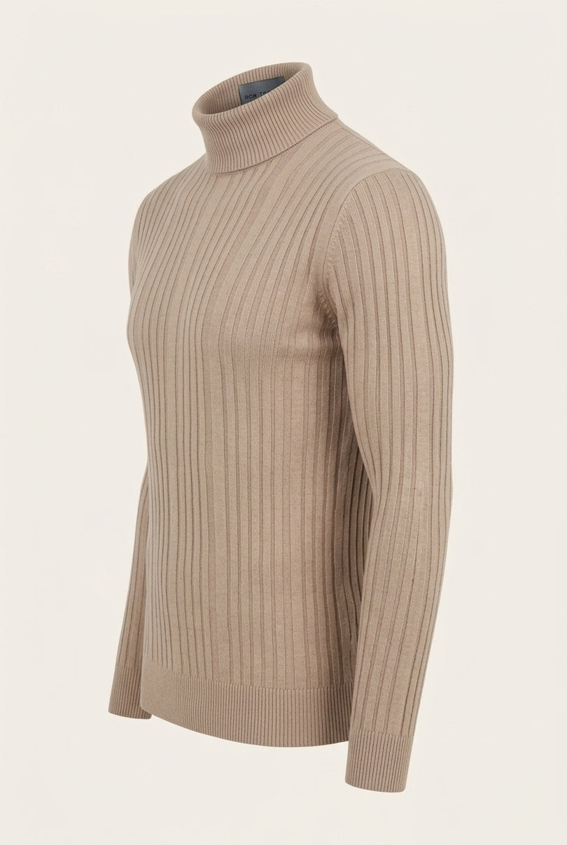 Roll Neck Ribbed Sweater - Vizon - Side