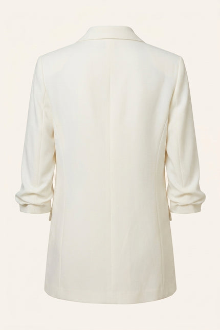 Rolled Up Sleeve Double Breasted Blazer - Off-White - Back