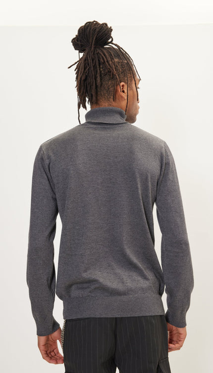 Rollneck Knit Sweater - Anthracite - Ron Tomson