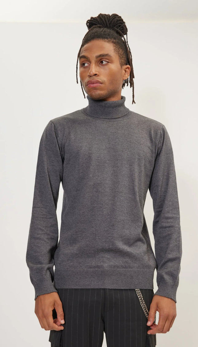 Rollneck Knit Sweater - Anthracite - Ron Tomson